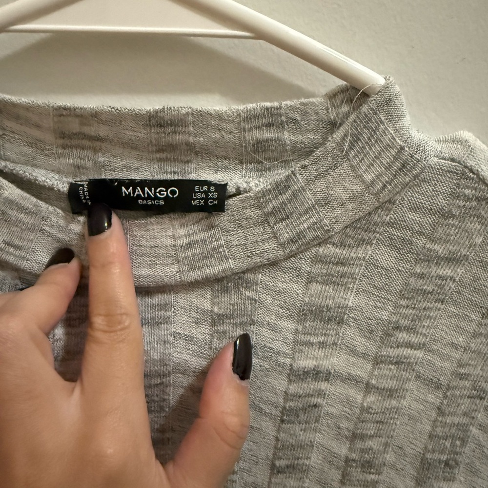 Mango Light Gray Ribbed Blouse - Picture 3 of 3